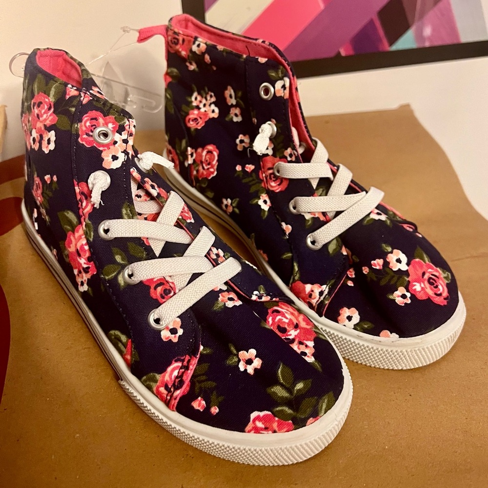 Carter's Navy Floral Kids High-Top Sneakers